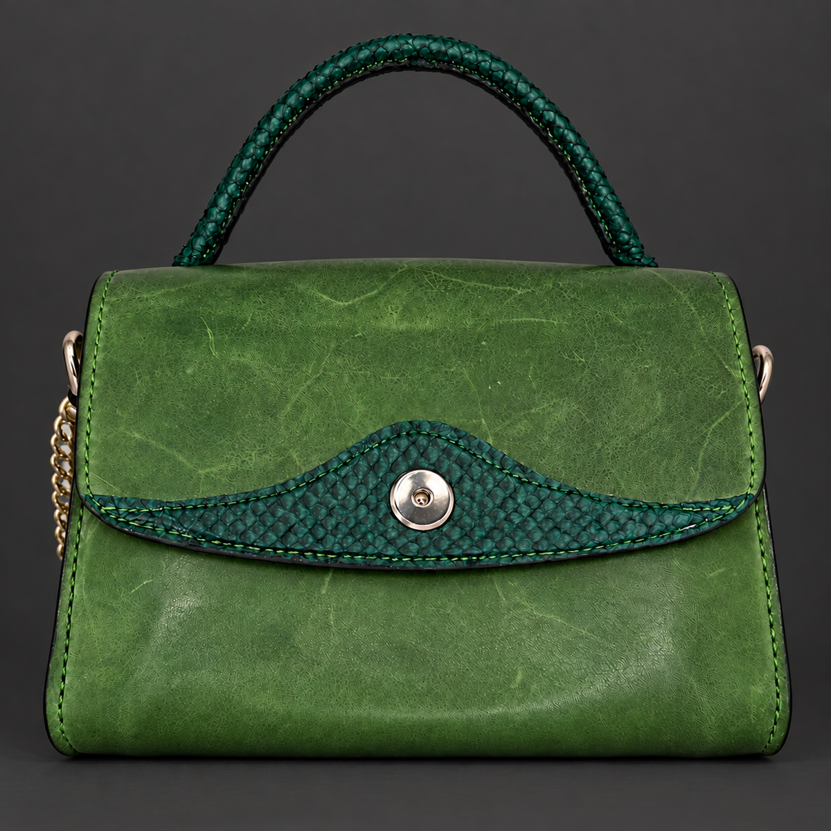 Forest Noir Bag with Salmon Skin