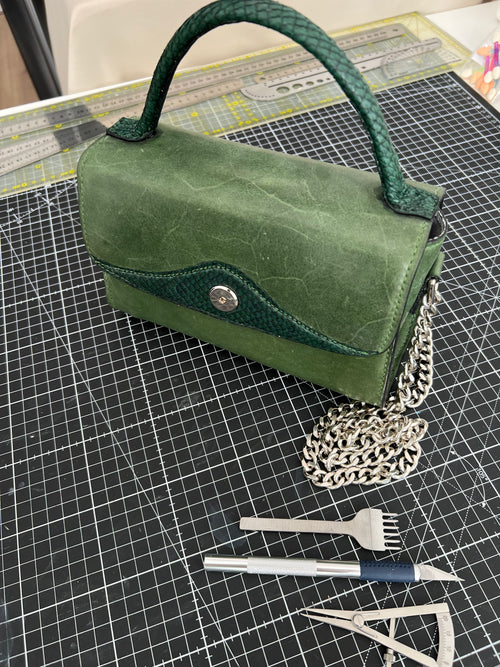 Forest Noir Bag with Salmon Skin