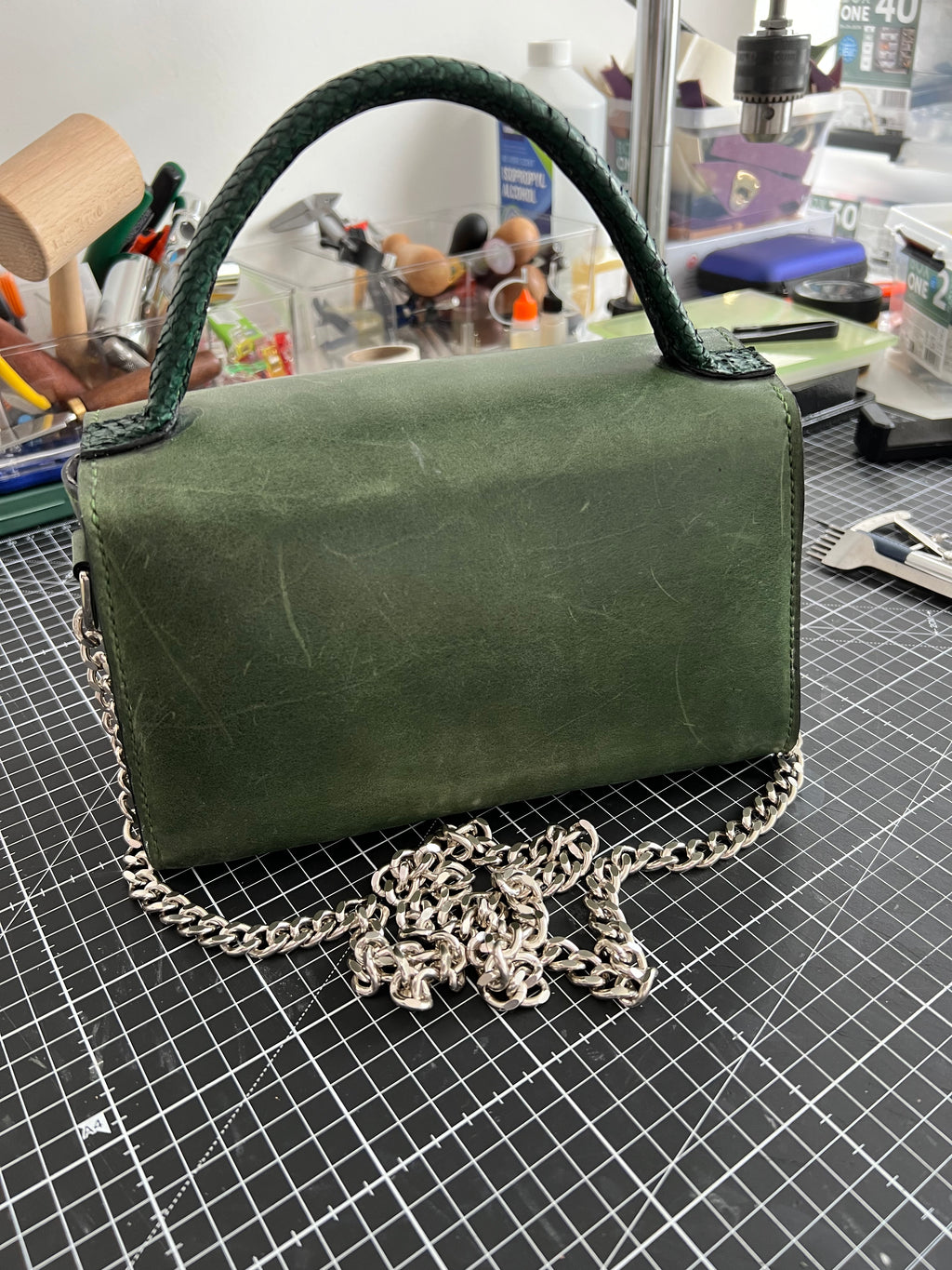 Forest Noir Bag with Salmon Skin