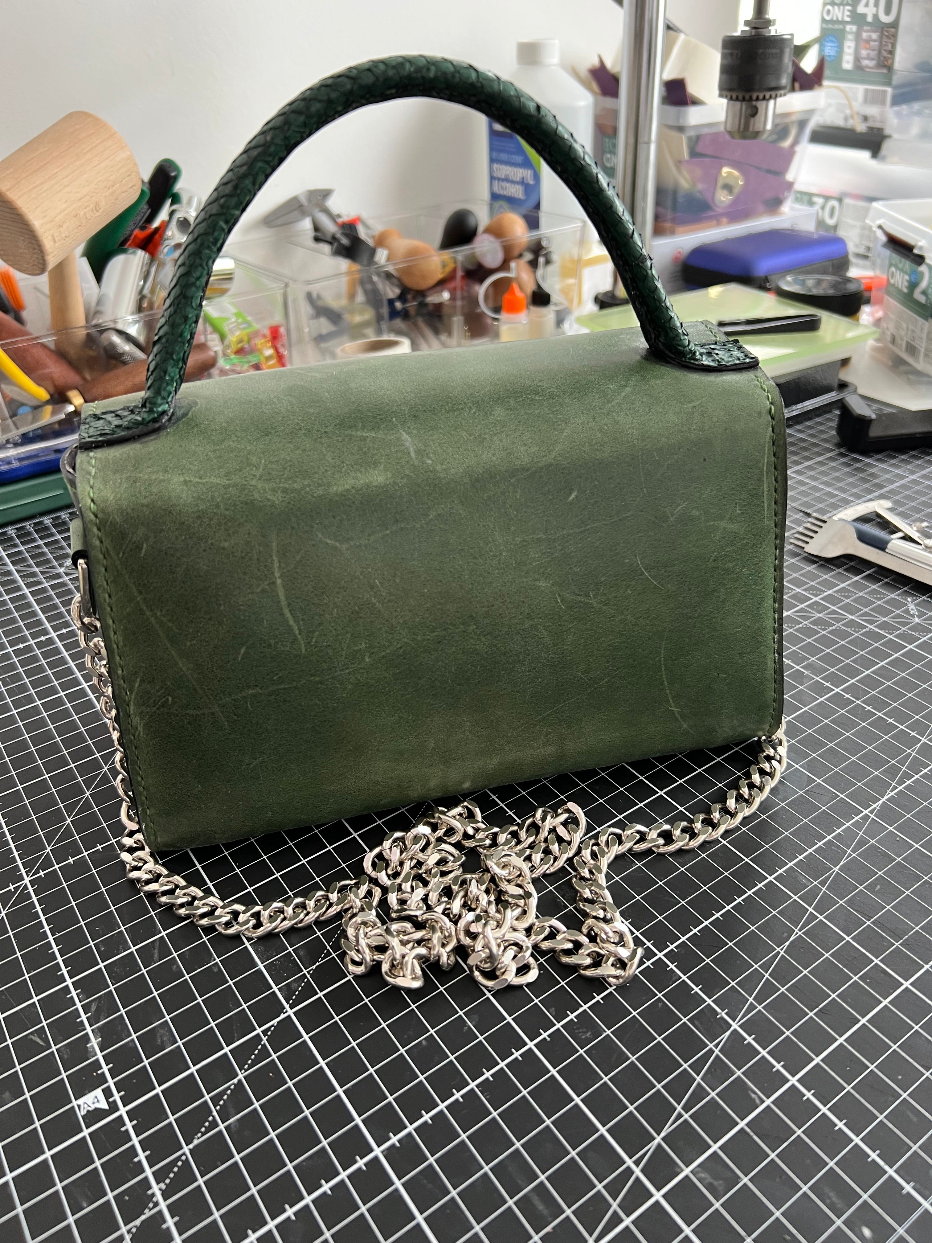 Forest Noir Bag with Salmon Skin