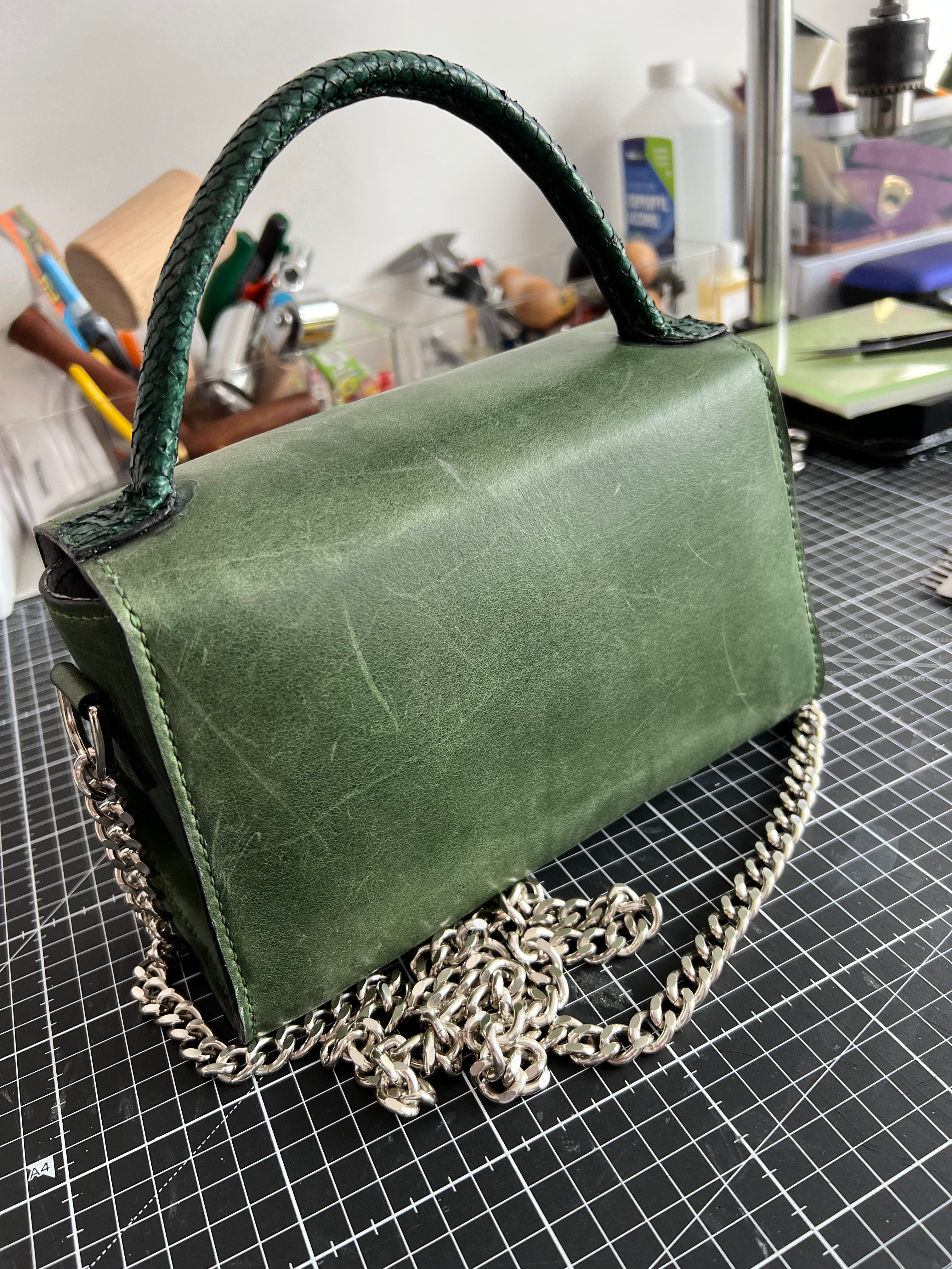 Forest Noir Bag with Salmon Skin